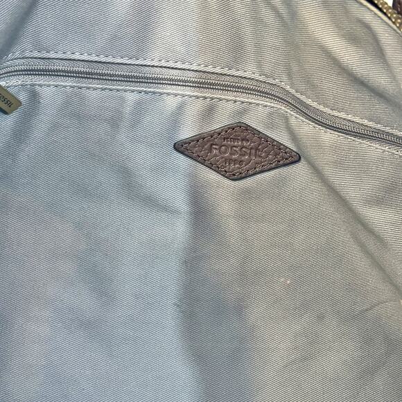 Fossil Jenna Color Block Pebbled Leather Shoulder Bag Tote - Picture 6 of 9